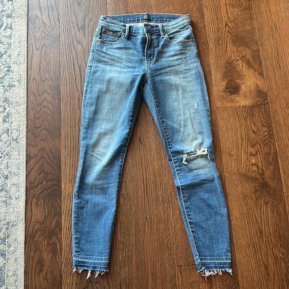 Gap “True Skinny” Distressed Jeans